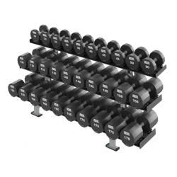 HAMMER STRENGTH 12-sided Urethane Dumbbell Set 5-100lbs (WHITE LOGO) Dumbbells