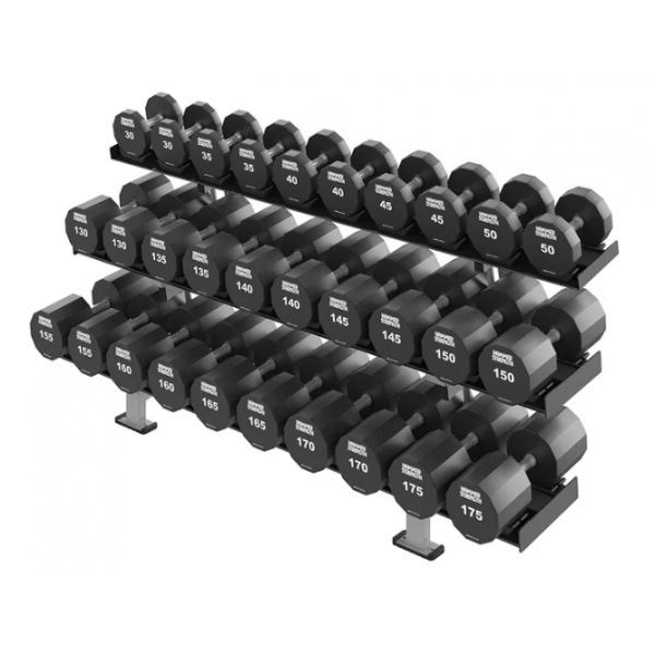 HAMMER STRENGTH 12-sided Urethane Dumbbell Set 5-100lbs (WHITE LOGO) Dumbbells HAMMER STRENGTH 12-sided Urethane Dumbbell Set 5-100lbs (WHITE LOGO) Dumbbells