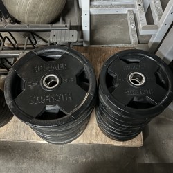 HAMMER STRENGTH ROUND RUBBER OLYMPIC PLATES Used Weights